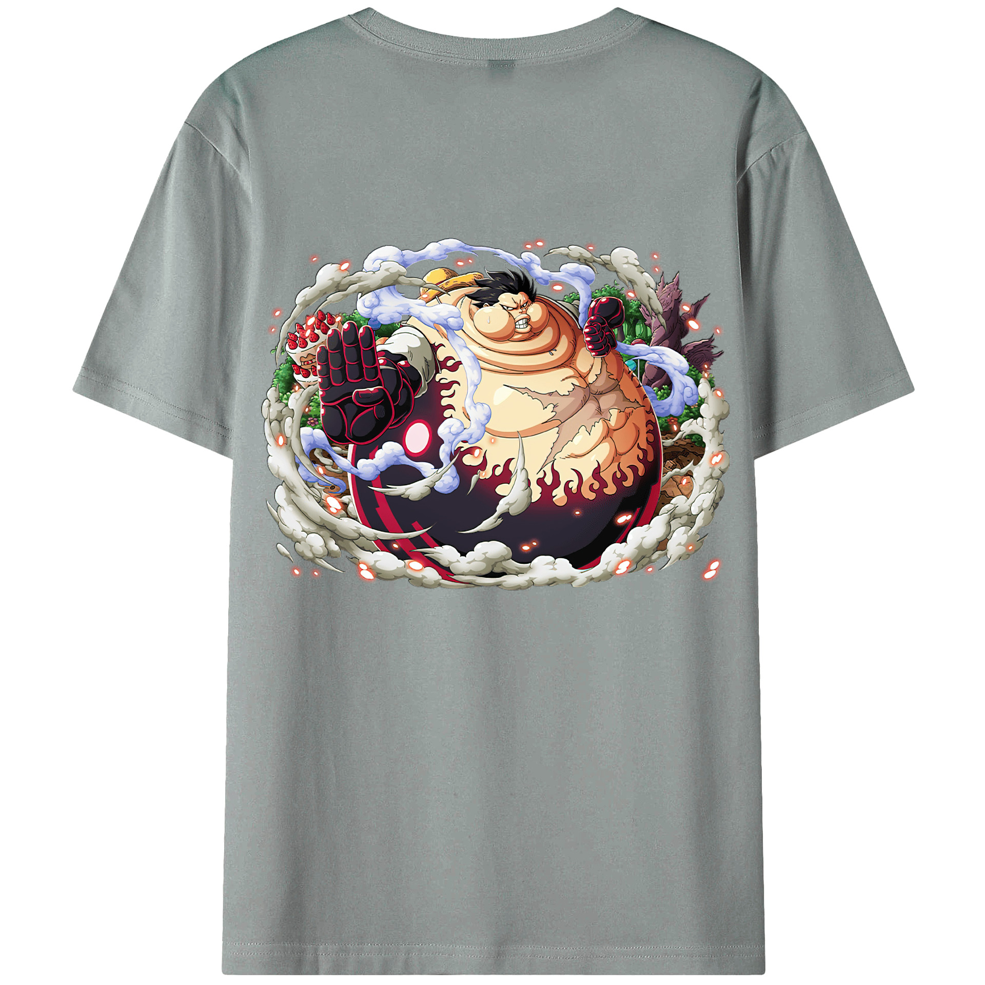 ワンピース モンキー・D・ルフィ ONE PIECE Monkey D. Luffy 綿100％ メンズ半袖Tシャツ（バックプリント） 通気性